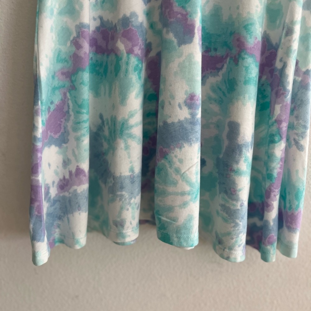 Blue and Green tye-dye Casual Sundress with Scoop Neck - Picture 13 of 16